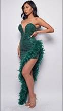 Dameskleding Elegante baljurk met pailletten, kant, mesh-decoratie, hoge split, feestavondjurk_voghion.com