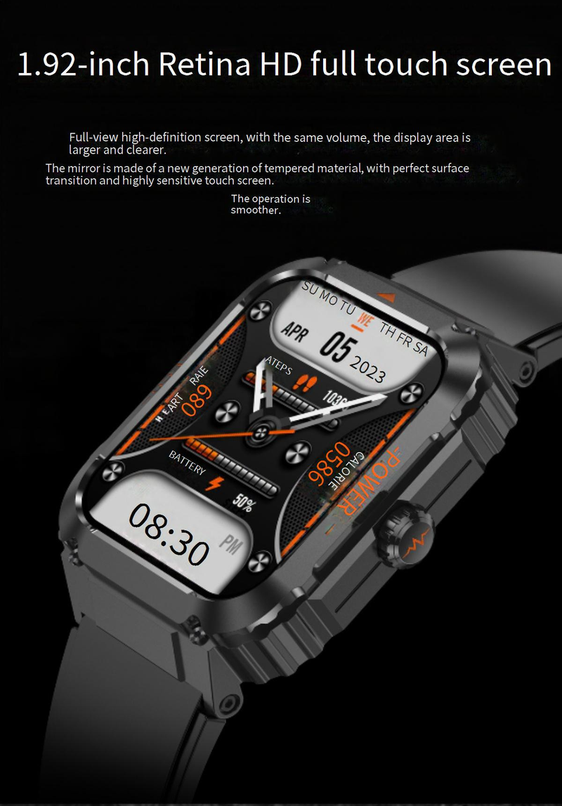 Smartwatches Smart Watch Outdoor Drei Beweis Bluetooth Anruf EKG Elektrokardiogramm Blutzucker Herzfrequenz Körpertemperatur Überwachung Übung_voghion.com