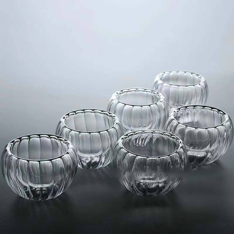 Easter‘s Day Teaware Double Layer Petal Glass Tea Cup High Temperature Resistant Pumpkin Insulation Handmade Household Tea Cup Tea Set Reception_voghion.com