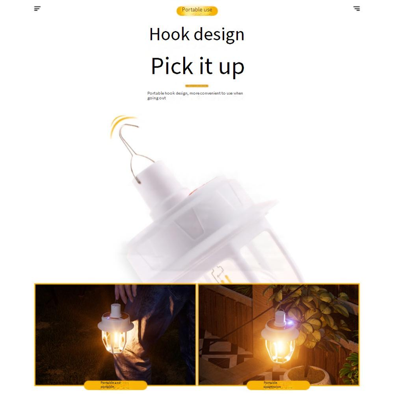 Solar Camping Lantern - Rechargeable LED Outdoor Light With Waterproof Design, Portable Hanging Tent Light For Hiking, Emergency, And Home Use_voghion.com