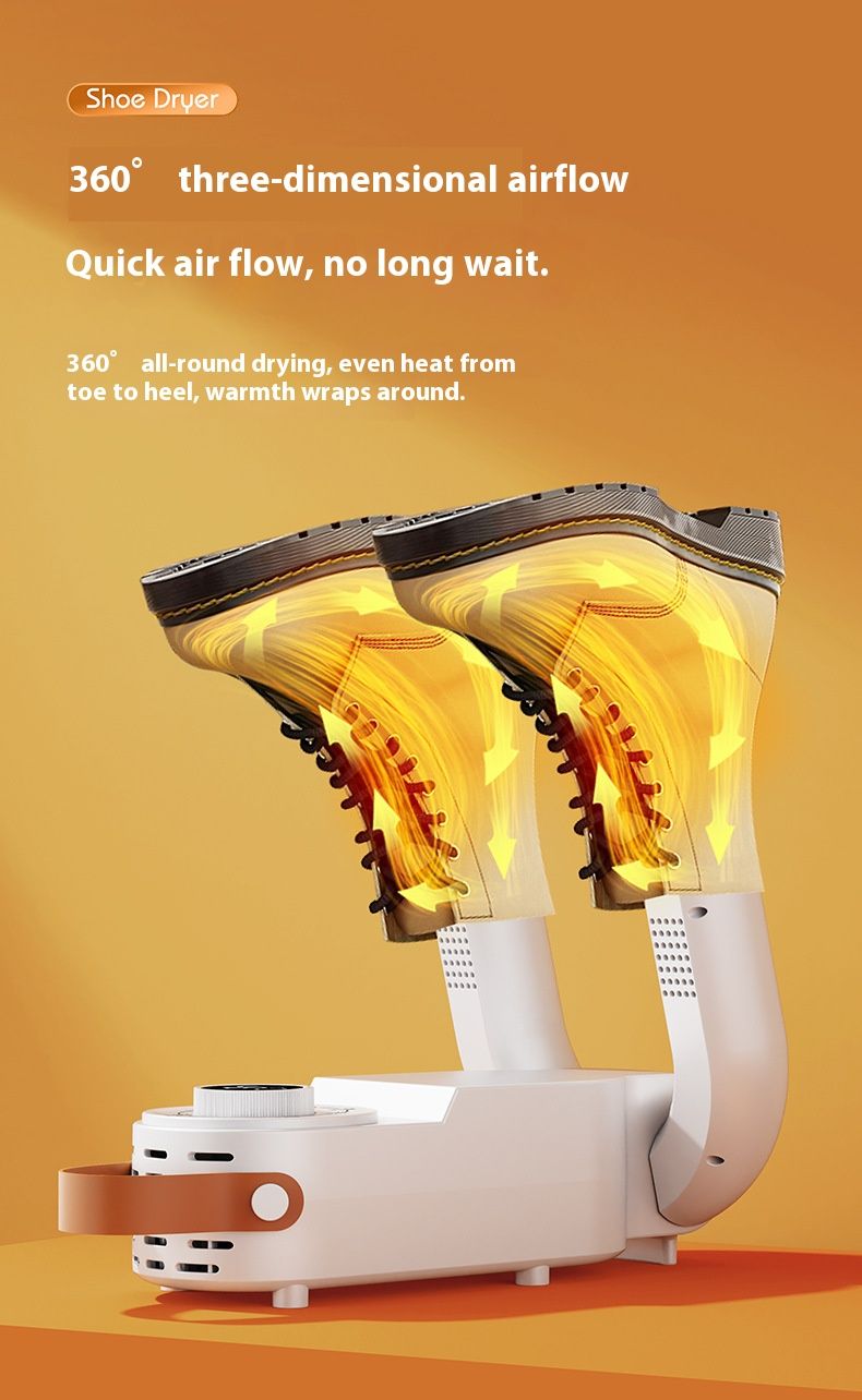 Smart Shoe Dryer & Sterilizer – UV Sanitizing, Fast Drying For Sneakers/Boots, Foldable Design With Timer, 220V/110V Dual Voltage (White)_voghion.com
