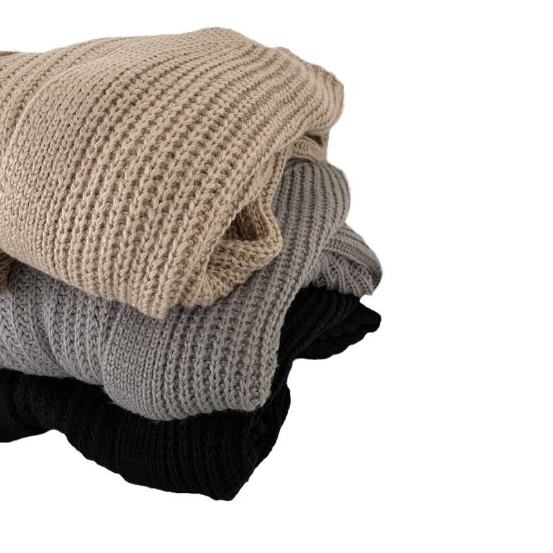 Cardigan en tricot oversize à col en V pour femme, pull ouvert à manches longues, style décontracté coréen (gris, noir, beige, taille unique)_voghion.com