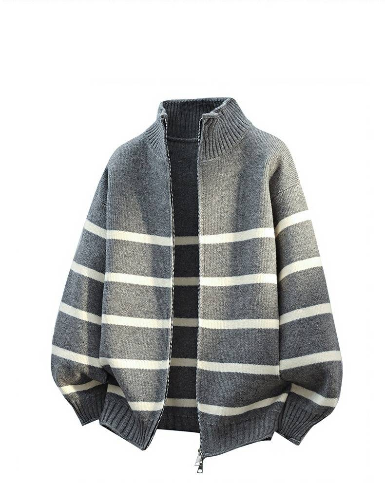 Męski luźny sweter z dzianiny oversize z okrągłym dekoltem, miękki, oddychający materiał, luźny krój na jesień i zimę, szary/czarny/zielony (rozmiary M-4XL)_voghion.com