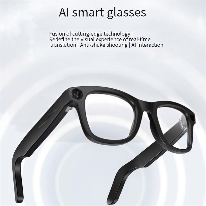 TROZUM E02 Smart Glasses With 8MP Camera, AI Voice Control, Bluetooth, Dual Lenses (Clear + UV Protection), Compatible With Android_voghion.com