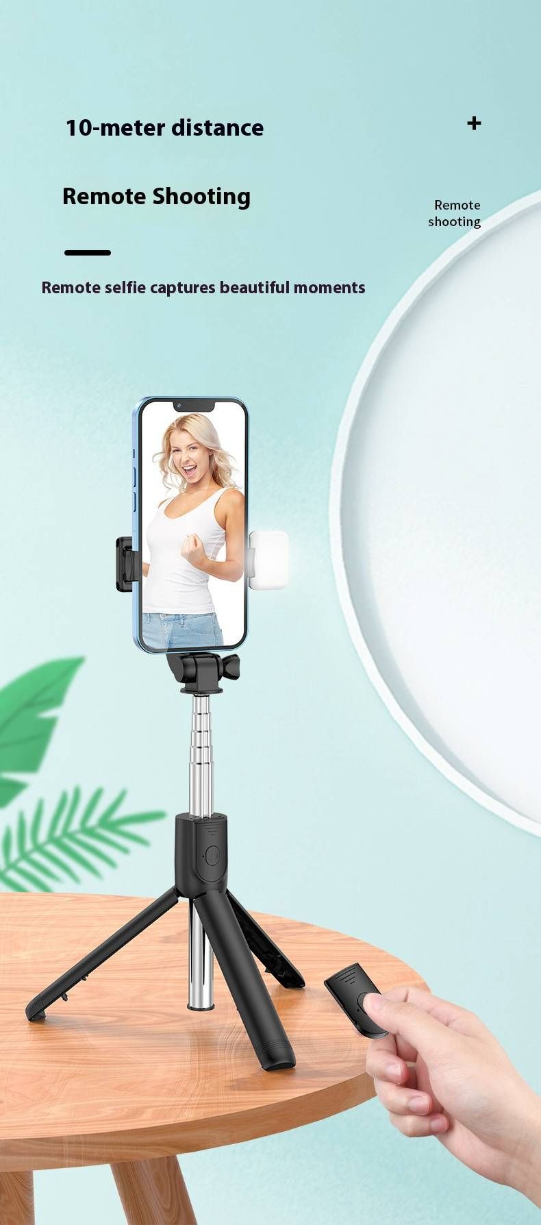Bluetooth-Selfie-Stick-Stativ mit LED-Licht – Tragbarer Telefonhalter für Live-Streaming und Fotos (70 cm – 170 cm ausziehbar, faltbarer Ständer)_voghion.com
