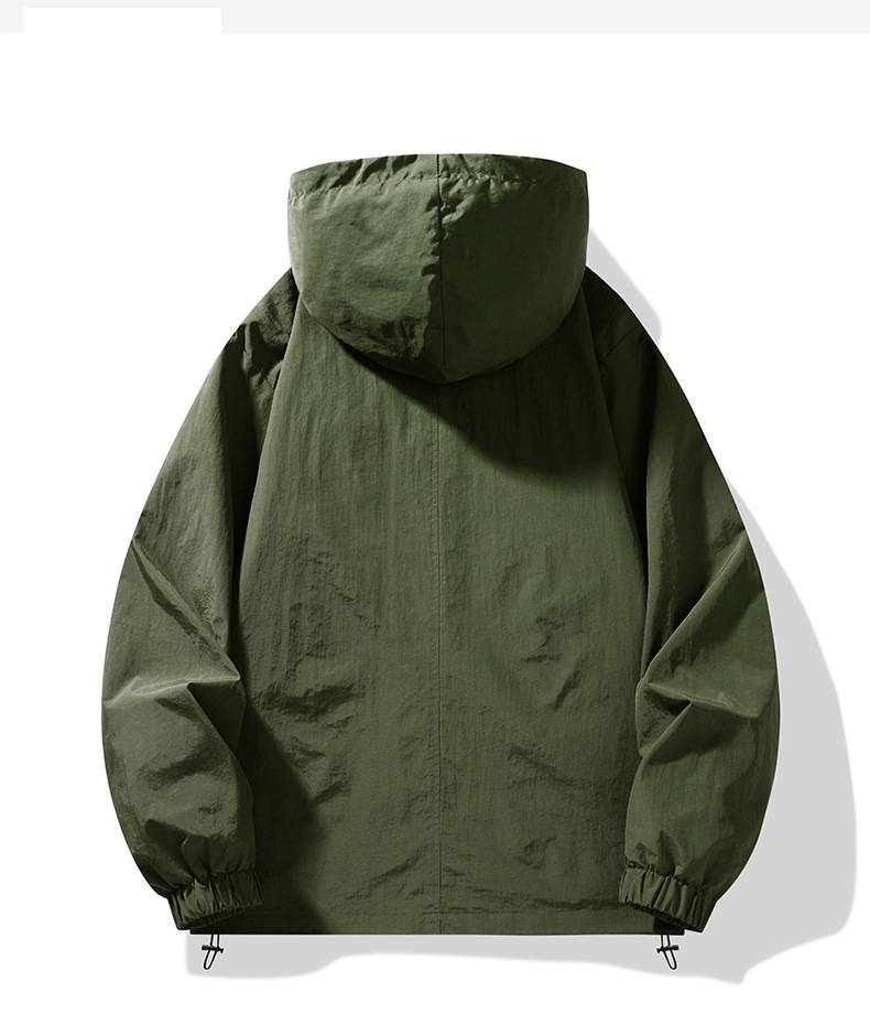 Giacca leggera da uomo con mezza cerniera e cappuccio, da esterno, con mezza cerniera e cappuccio - Giacca antivento traspirante da lavoro per esterni, per primavera e autunno_voghion.com