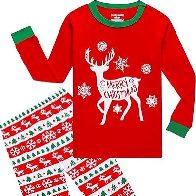 Christmas Family Matching Pajama Set – Cozy Cotton Long-Sleeve Sleepwear With Reindeer Print (Dad/Mom/Kids, S-3XL, Multiple Sizes)_voghion.com