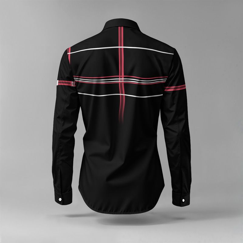 2025 Spring Summer Men Shirt Set Geometry Print Fashion Simple Two Piece Set Mens Gradient Lightweight Party Long Sleeves Suit_voghion.com