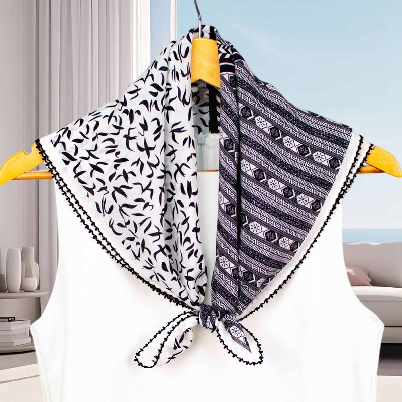 Sciarpa in pizzo sottile per donna, primavera estate, elegante sciarpa in seta di gelso monologo ad anello, scialle per outfit_voghion.com