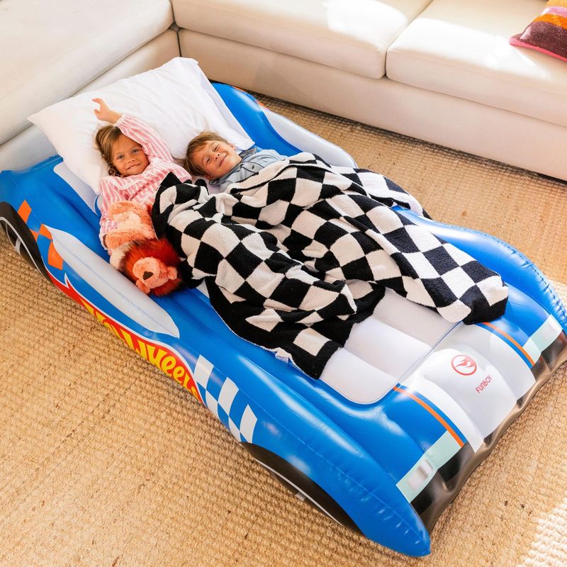Baby Inflatable Flocking Mattress Racing Inflatable Bed Simulation Portable Thick Mattress Double Children's Bed_voghion.com