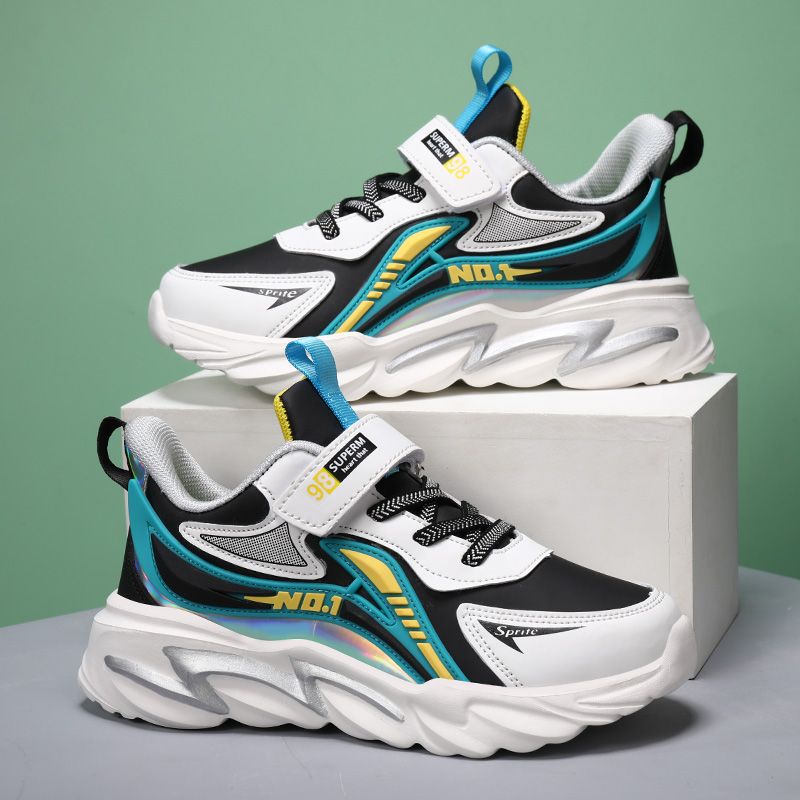 Podzim Zima Velcro Kůže Double Mesh Sportovní a Ležérní Pro dětskou obuv_voghion.com