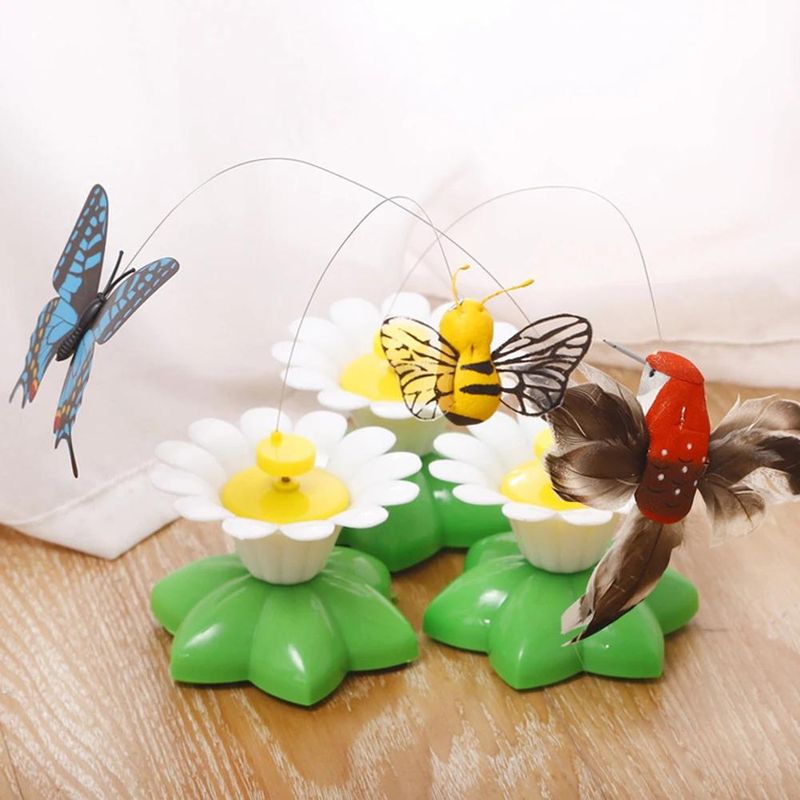 New Rotating Electric Butterfly, Hummingbird And Bee Pet New Product Rotating Around Flowers To Cats And Butterflies Pet Toys_voghion.com