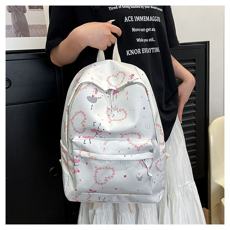 2024 New Heart Cute Pink Series Zaino di grande capacità Borsa da scuola per ragazza morbida stampata su Instagram_voghion.com