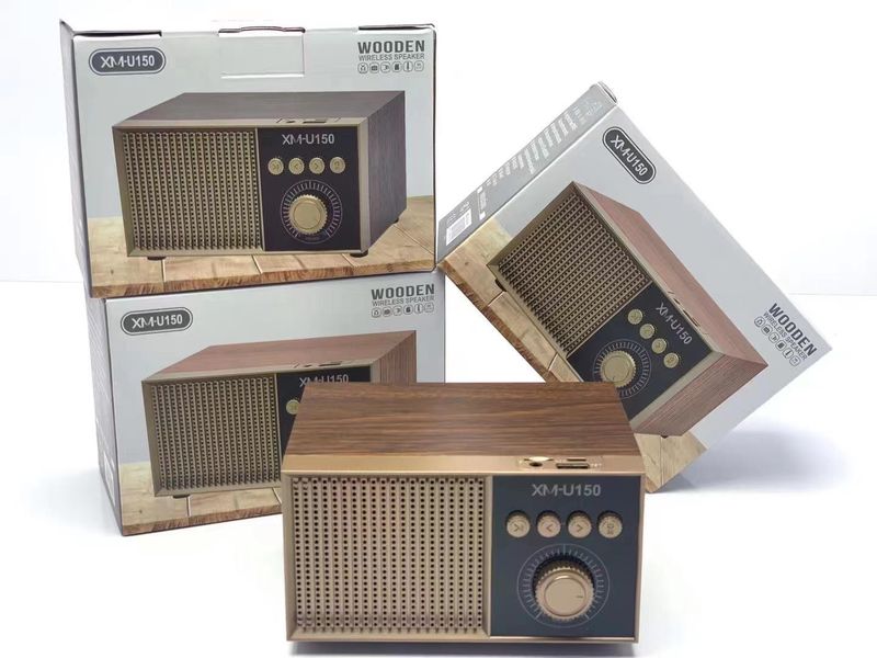 speaker, wireless FM radio, subwoofer, portable wooden Bluetooth speaker XM-U150_voghion.com