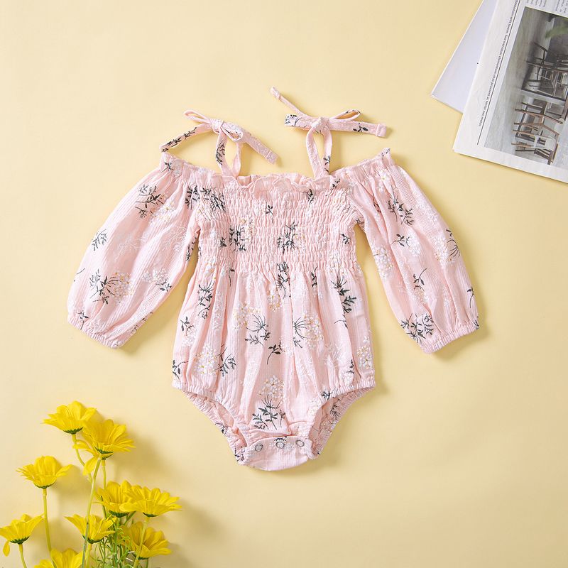 Marque de vêtements pour enfants Vêtements pour enfants Combinaison d'été pour bébé Combinaison à bretelles mignonne à imprimé floral_voghion.com