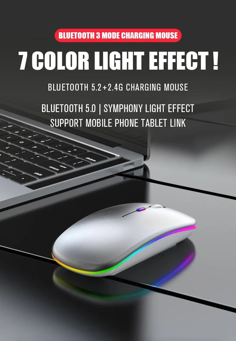 Tablet Phone Computer Bluetooth Charging Luminous 2.4G USB Wireless Portable Mouse_voghion.com