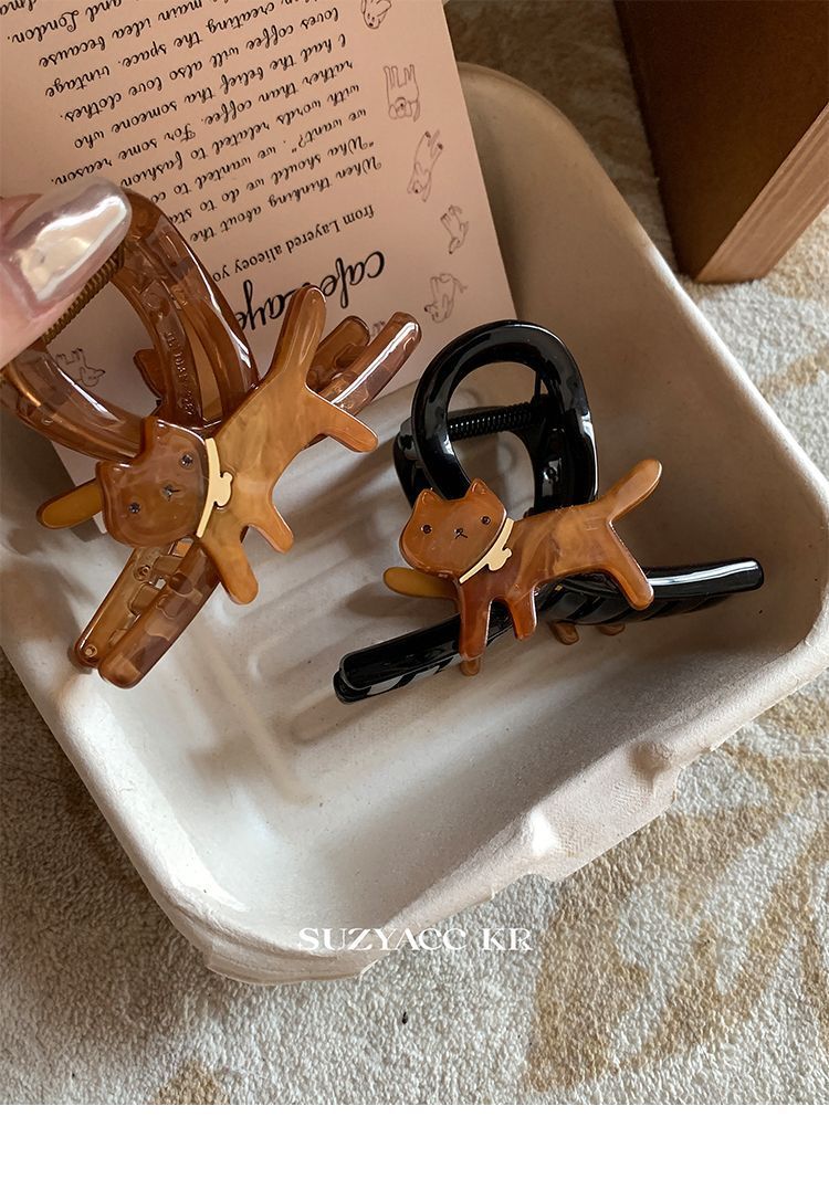 Suzyacc KR Acryl Braun Kätzchen Klaue Für Frauen 2024 Neue High-end Sinn Persönlichkeit Nischen Design Haar Clip_voghion.com