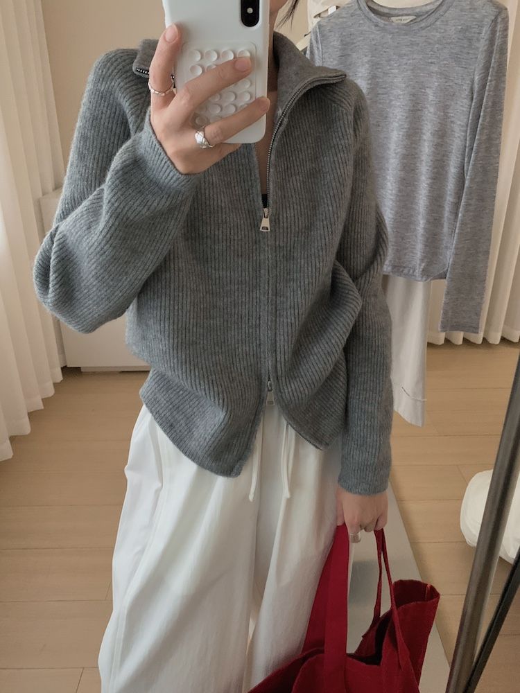 Herbst und Winter dicke doppelköpfige Reißverschluss High Neck Pullover Stehkragen Wolljacke_voghion.com