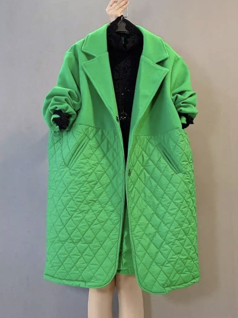 Abbigliamento da donna, taglie forti ispessite, che copre la carne, dimagrante, cappotto di media lunghezza che unisce grasso alla moda e abbigliamento in cotone_voghion.com