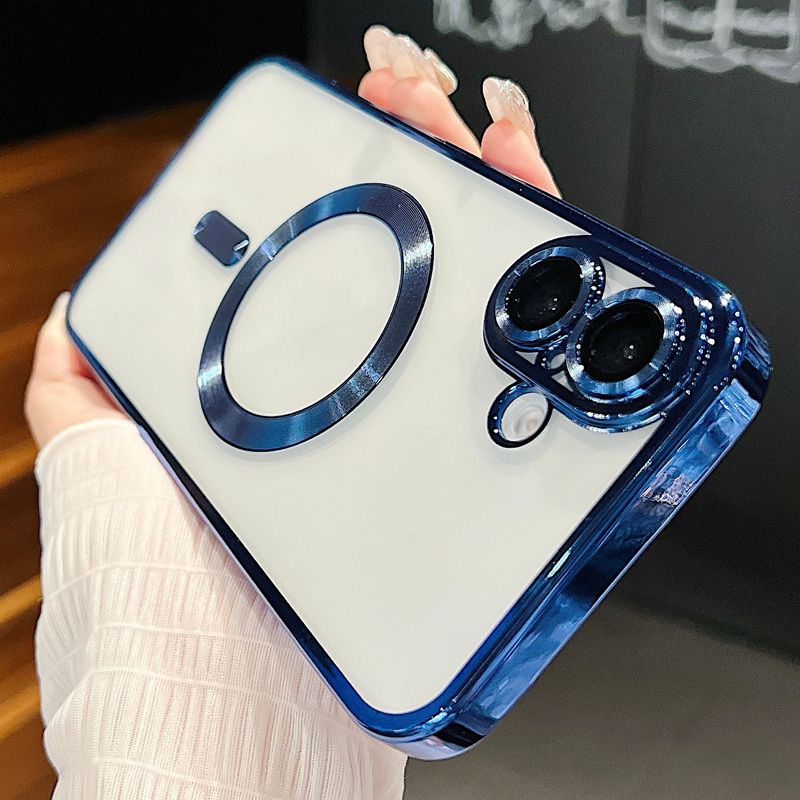 Galvanoitu läpinäkyvä TPU pehmeä kotelo iPhone 16 15 14 Plus 13 12 11 Pro Max Magsafe langattomalle lataussuojalle_voghion.com