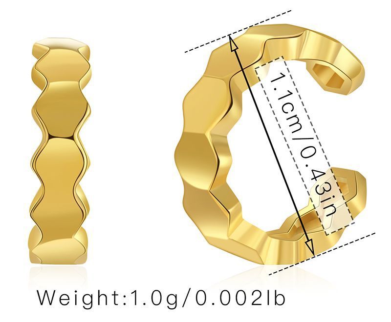 Clip per orecchio in metallo retrò francese per orecchie non forate, placcata in rame con vero oro K, clip per orecchio a forma di C semplice, compatta e di alta qualità_voghion.com