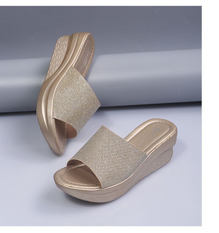 Slippers Women's Sequined Summer New Roman Platform Wedge Slippers Women's Simple Sandals Women's_voghion.com