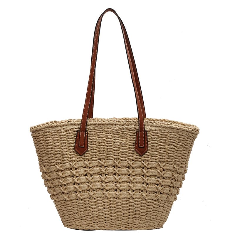 Gewebter Strohhalm für Frauen, große Kapazität, 2025, neuer Urlaub, vielseitige Schulterkorb-Handtasche, Strandtasche_voghion.com