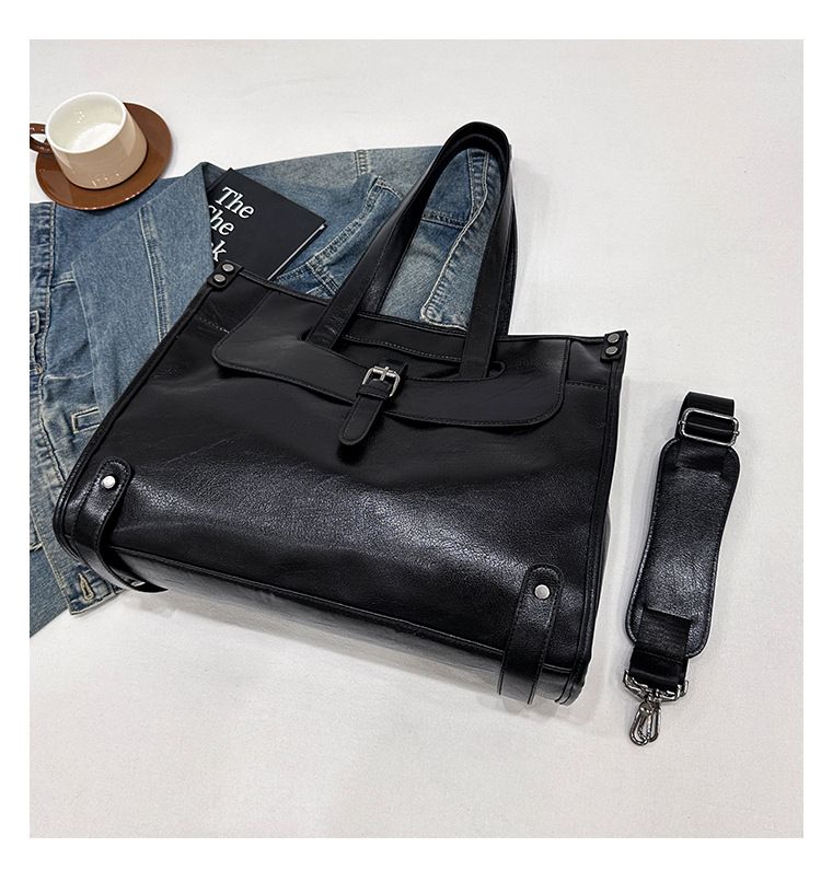 Professional Men's Leather Briefcase – Large Capacity Business Laptop Bag For Work, Commute & Travel – Stylish & Durable PU Material_voghion.com