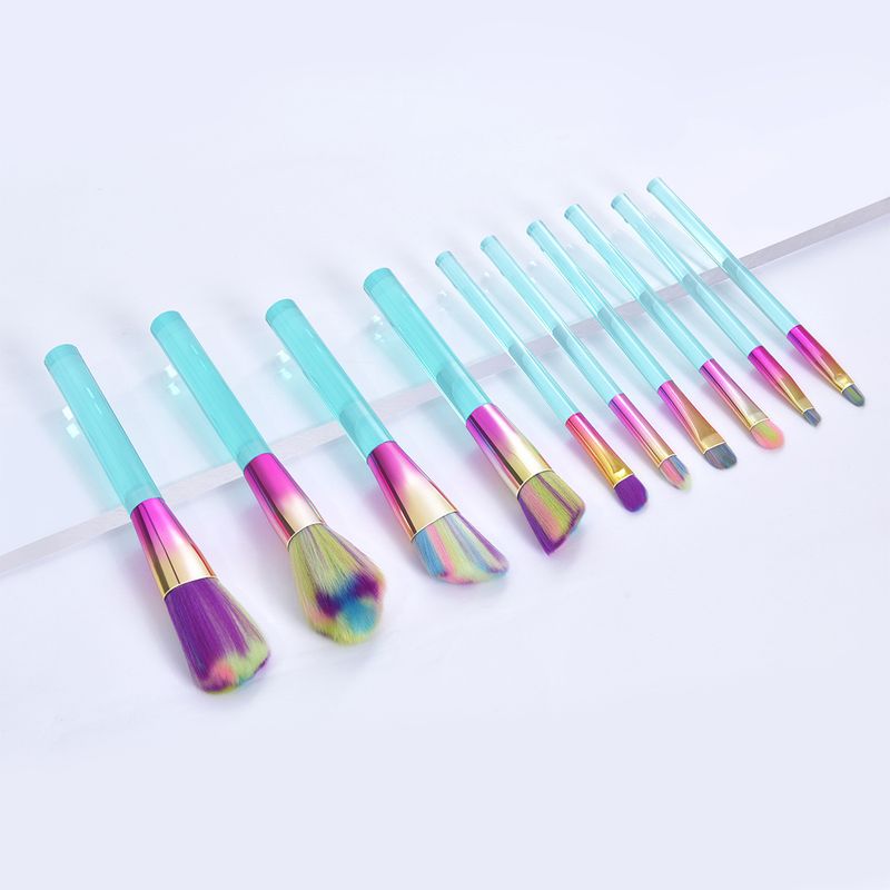 10 Stück Make-up-Pinsel, Make-up, klarer Kristall, flache Säule, Augenpinsel-Set, Beauty-Tools GUJHUI_voghion.com