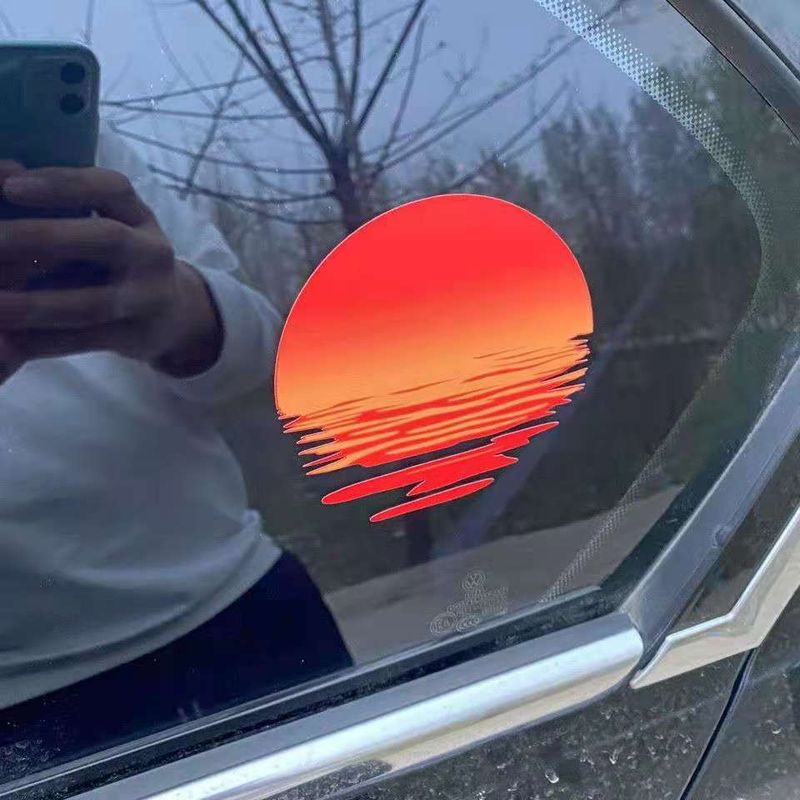 Auto Persoonlijkheid Leuke Zonsondergang Elektrische Auto Kras Zijruit Decoratie Brandstoftank Stickers_voghion.com
