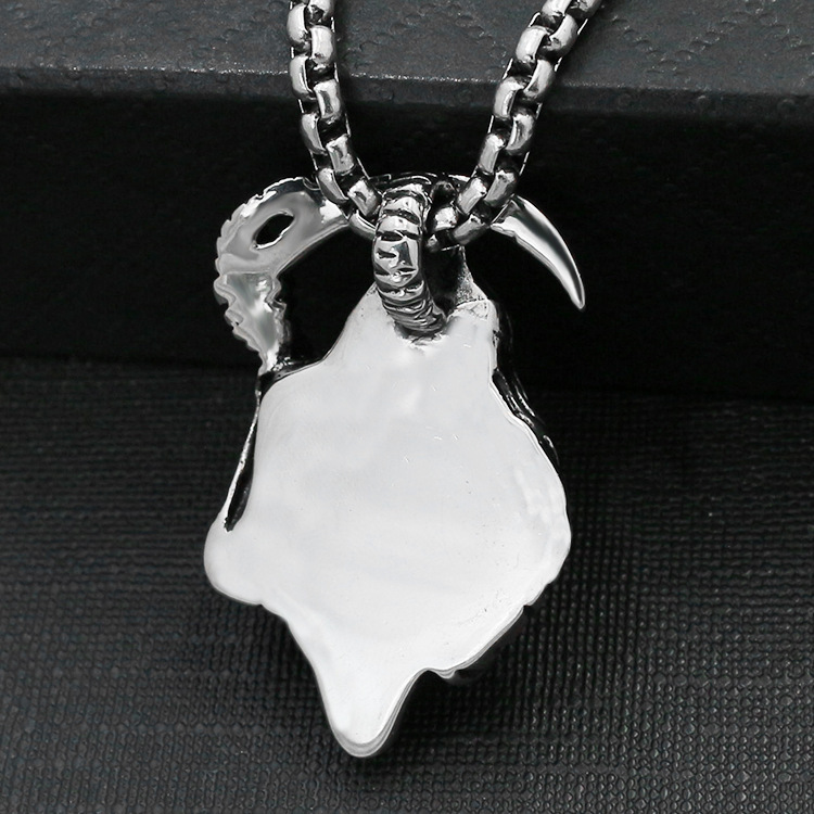 Exquisite Fashion Creative Scythe Cloak Death Skull Pendant Necklace Men Stainless Steel Retro Unique Design Jewelry_voghion.com