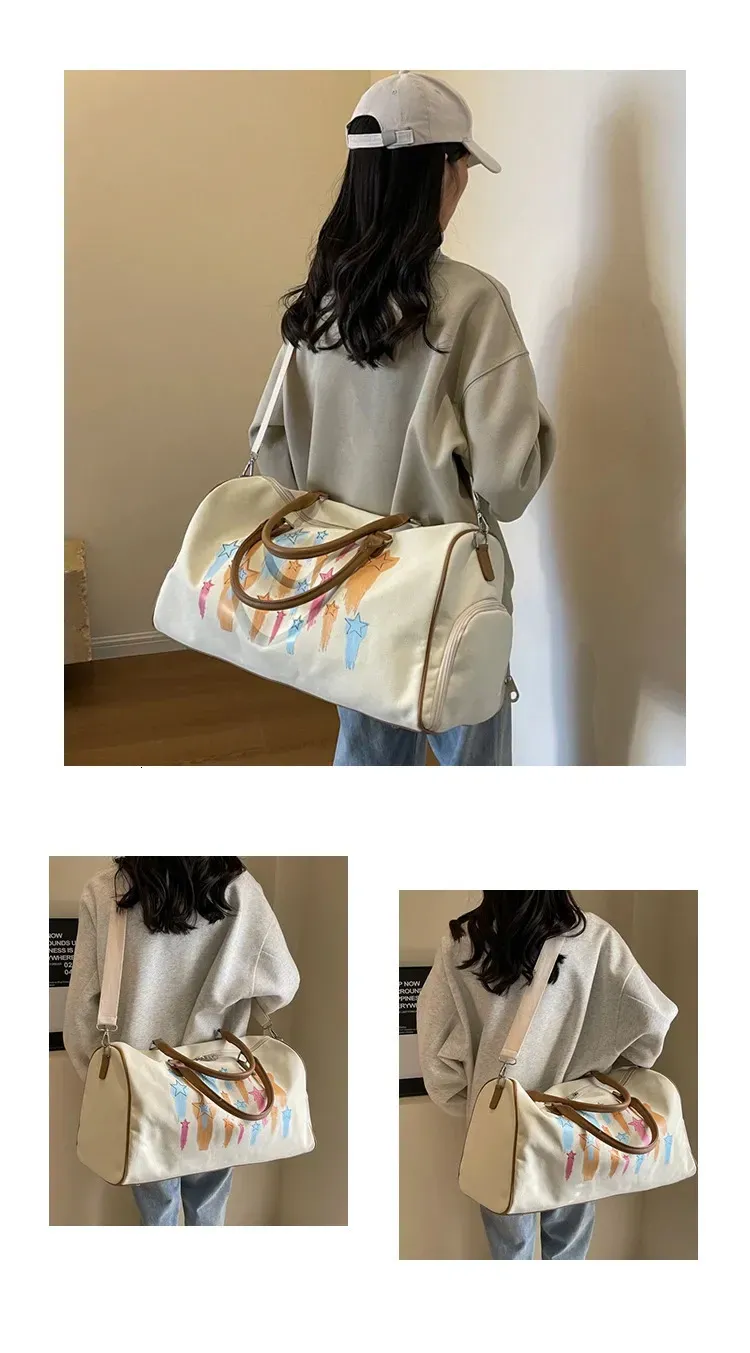 Colorful Meteor Pattern Womens Boston Travel Bag Large Capacity Canvas Shoulder Duffle Crossbody With Shoe Compartment_voghion.com