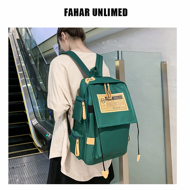 Canvas backpack large capacity travel computer men's backpack couple collegiate style female high school college student school bag_voghion.com