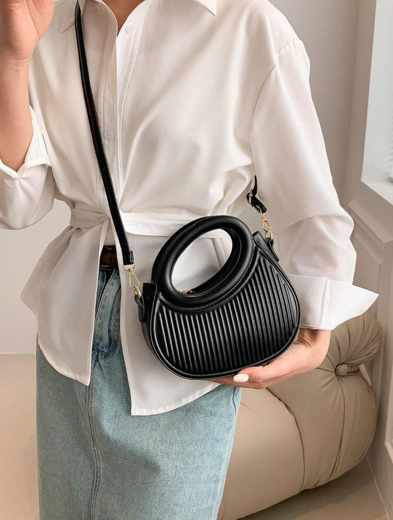 Mode Schwarz Nischendesign Französisch Gentle Lady Neuer Trend Pendler Date Handgehaltene One-Shoulder Cross-Body Damentasche_voghion.com