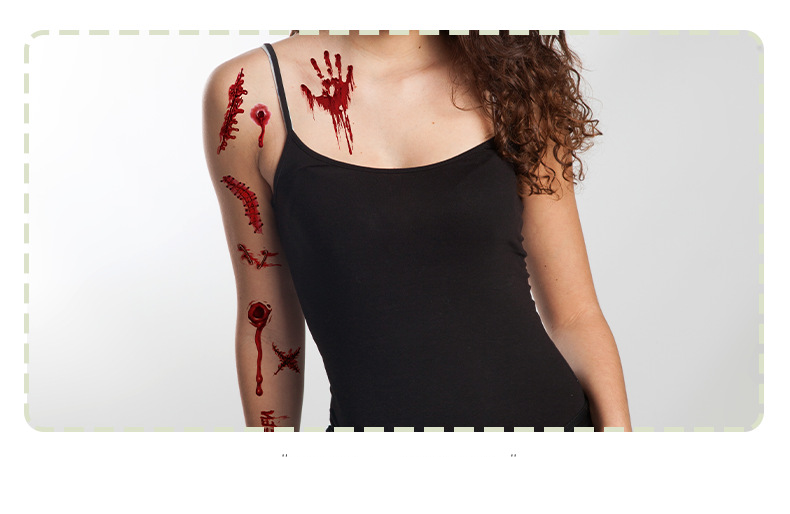 Hot sale new Halloween horror scar stickers tattoo stickers funny scar mouth makeup waterproof tattoo stickers_voghion.com