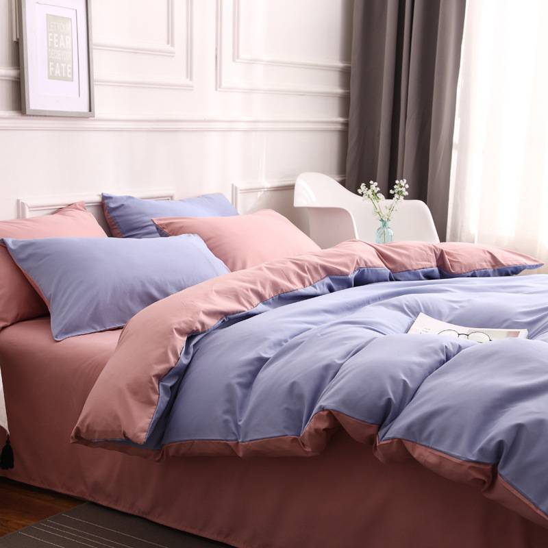 Three Piece Fitted Sheet Set Solid Color Bedding Candy Long Pillowcase_voghion.com
