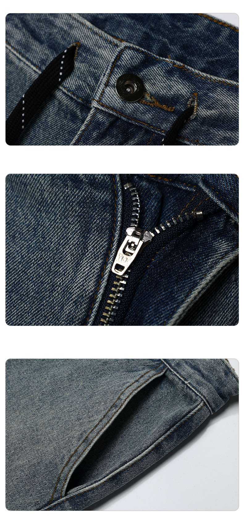 Men's Clothing Vintage Washed Distressed Trousers Project G/R Splicing Camouflage Drawstring Workwear Denim Paratrooper Pants_voghion.com