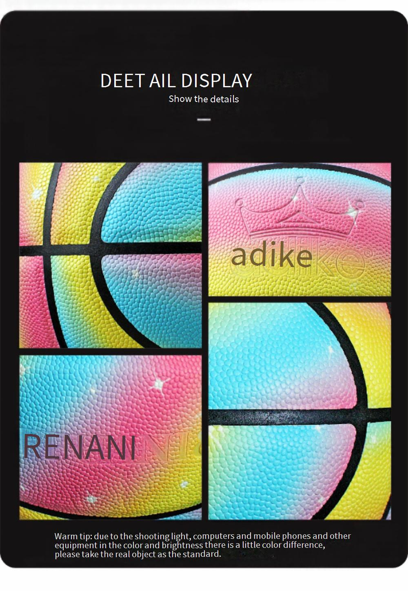 Im Dunkeln leuchtender Basketball, Größe 5 und 7 – Regenbogen-PU-Basketball für Kinder/Jugendliche, langlebiger Trainingsball für drinnen und draußen_voghion.com