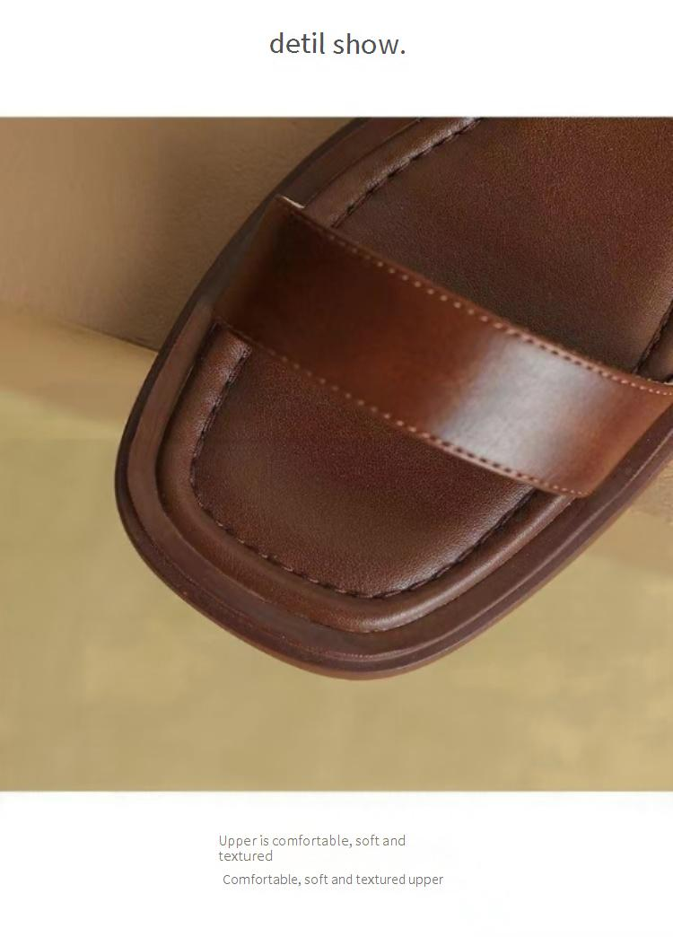 Sandali romani da donna, stile retrò, semplici, con un cinturino, estivi, con suola piatta, morbida, spessa, da spiaggia, punta aperta, marea_voghion.com