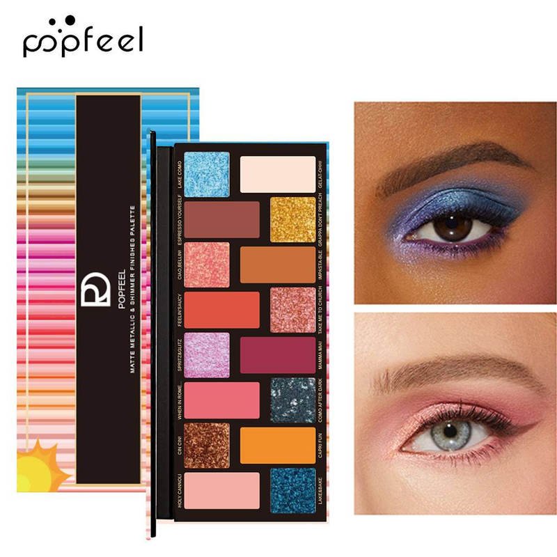 Nouvelle palette de fards à paupières POPFEEL 16 couleurs : un look naturel, léger et fumé, des tons terre bruns froids pour un maquillage profond et tridimensionnel._voghion.com