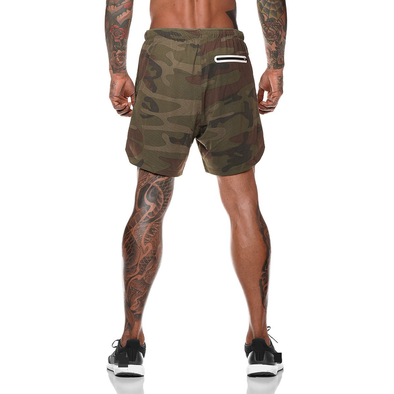 Men's Big & Tall Quick-Dry Camo Workout Shorts - 5-Inch Double-Layer Gym Shorts For Muscle Training & Casual Wear (Breathable & Comfortable)_voghion.com