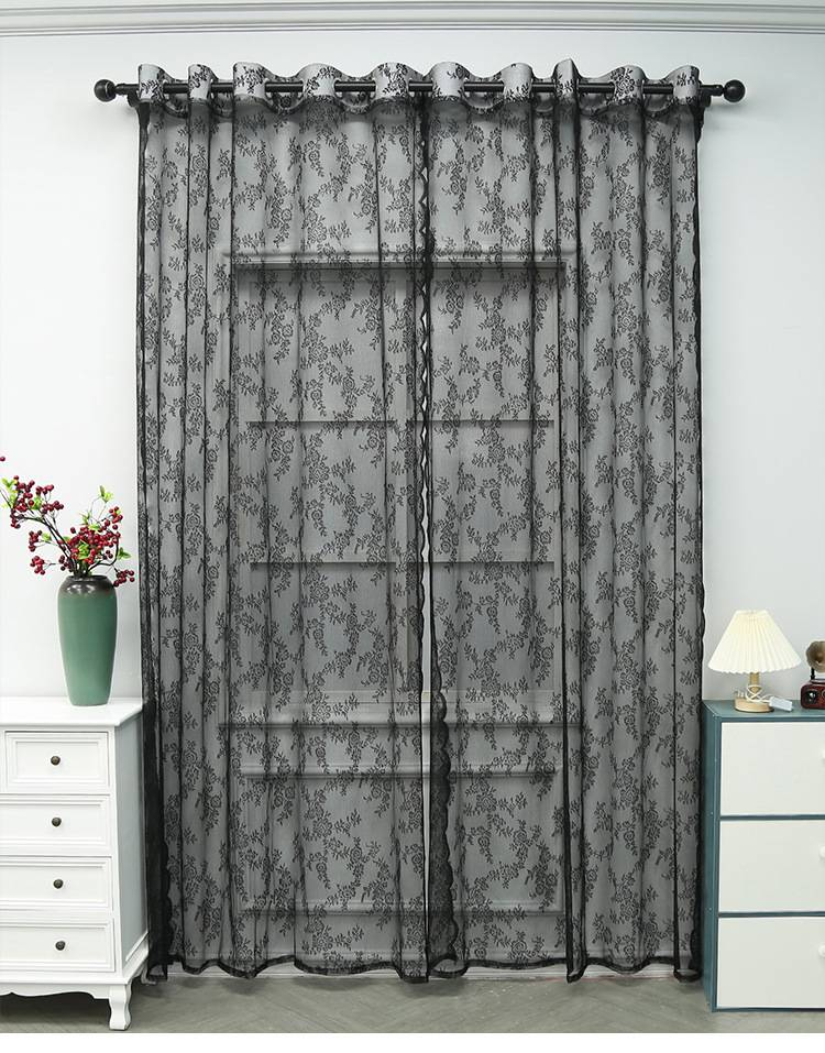 Wave Lace Sheer Curtains 80% Polyester - White/Pink Voile Drapes For Living Room Bathroom Light Filtering Privacy, Rod Pocket Ready To Hang_voghion.com
