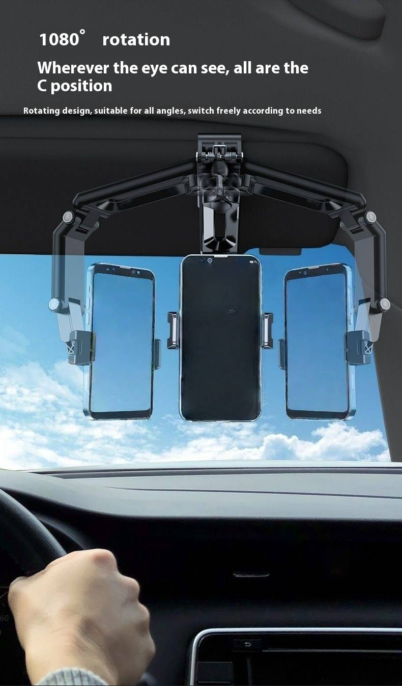 Universal Sun Visor Phone Mount For Car – Hands-Free GPS Navigation Holder, Clip-On Anti-Slip Car Phone Holder For All Vehicles (Grey/Green)_voghion.com