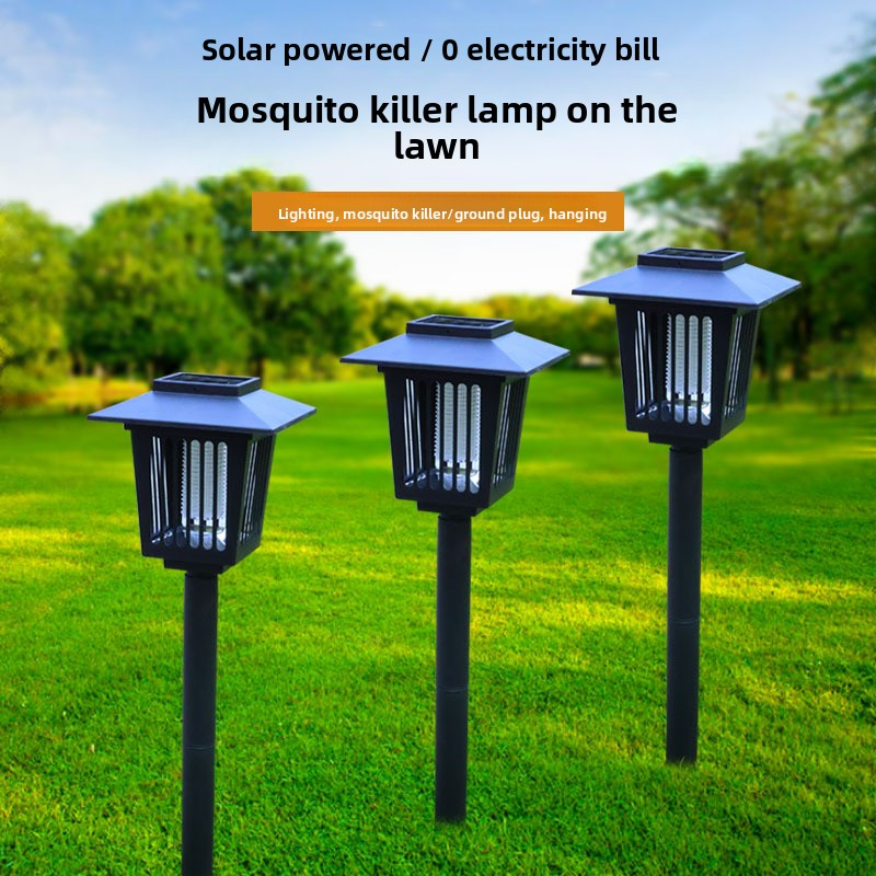 Lámpara solar antimosquitos - Lámpara LED colgante para exteriores con modos de luz UV y blanca, impermeable para jardín y camping (150 x 150 x 570 mm, modelo DC-856)_voghion.com
