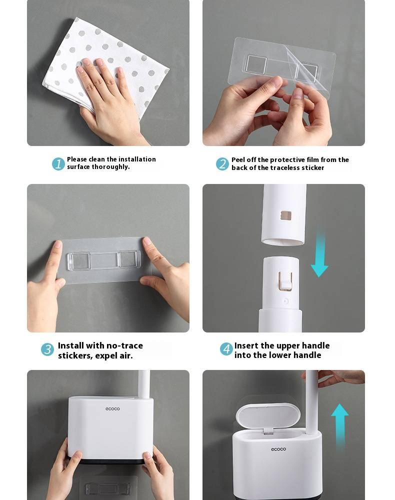 Disposable Toilet Brush Set – Wall-Mounted Hygienic Cleaning Kit With 16 Replaceable Heads (Ocean Scent, Long Handle, 360° Deep Cleaning)_voghion.com