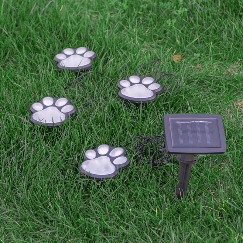 Lampy ogrodowe LED zasilane energią słoneczną w kształcie psich łap, 4 sztuki wodoodpornej dekoracji trawnika, oświetlenie ścieżek na patio, podwórka, chodnika_voghion.com