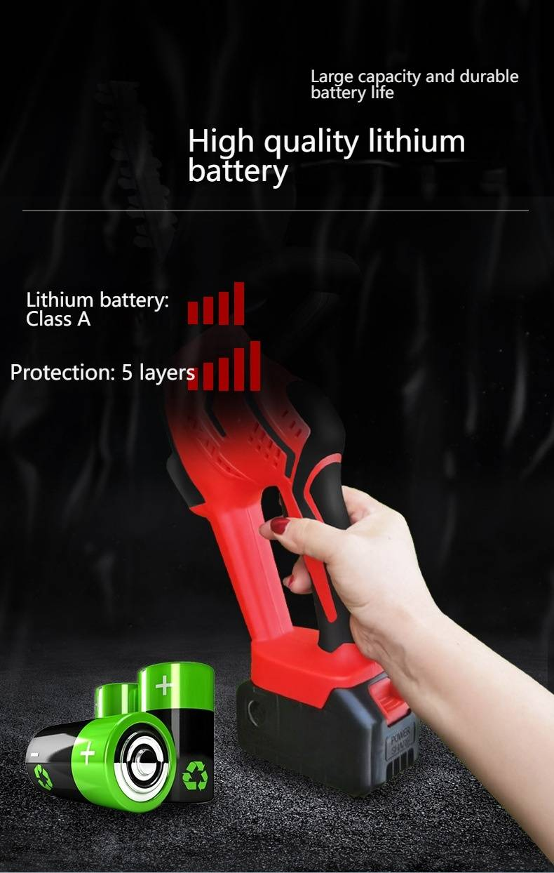 Cortasetos eléctrico inalámbrico, ligero y portátil, para arbustos, matas y árboles pequeños, 50 cc de potencia, batería recargable._voghion.com