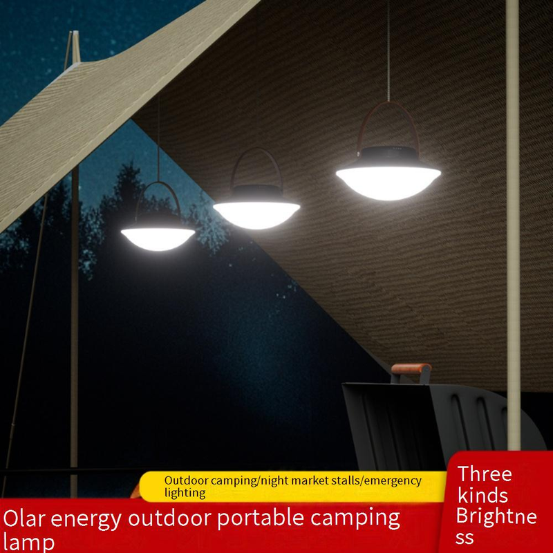 Lanterna LED Solar Portátil para Acampamento - Luz Portátil à Prova D'água para Áreas Externas, Emergência e Banca de Mercado_voghion.com