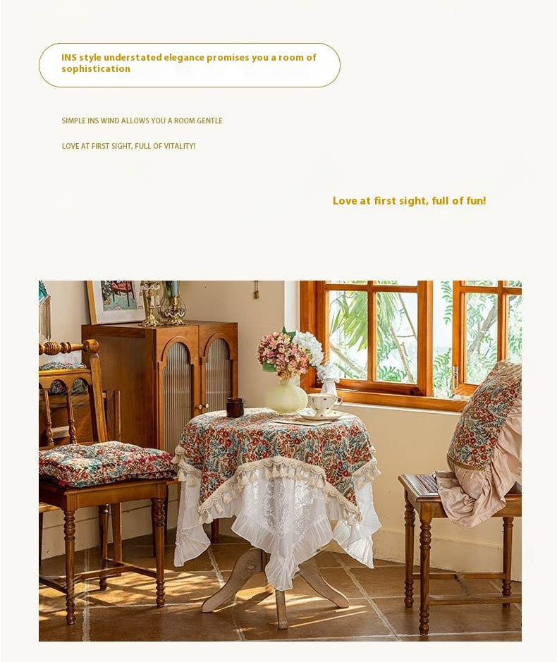 Vintage Floral Rectangular Tablecloth – Polyester Bohemian Table Cover For Dining, Picnic, Photo Backdrop (Multiple Sizes)_voghion.com