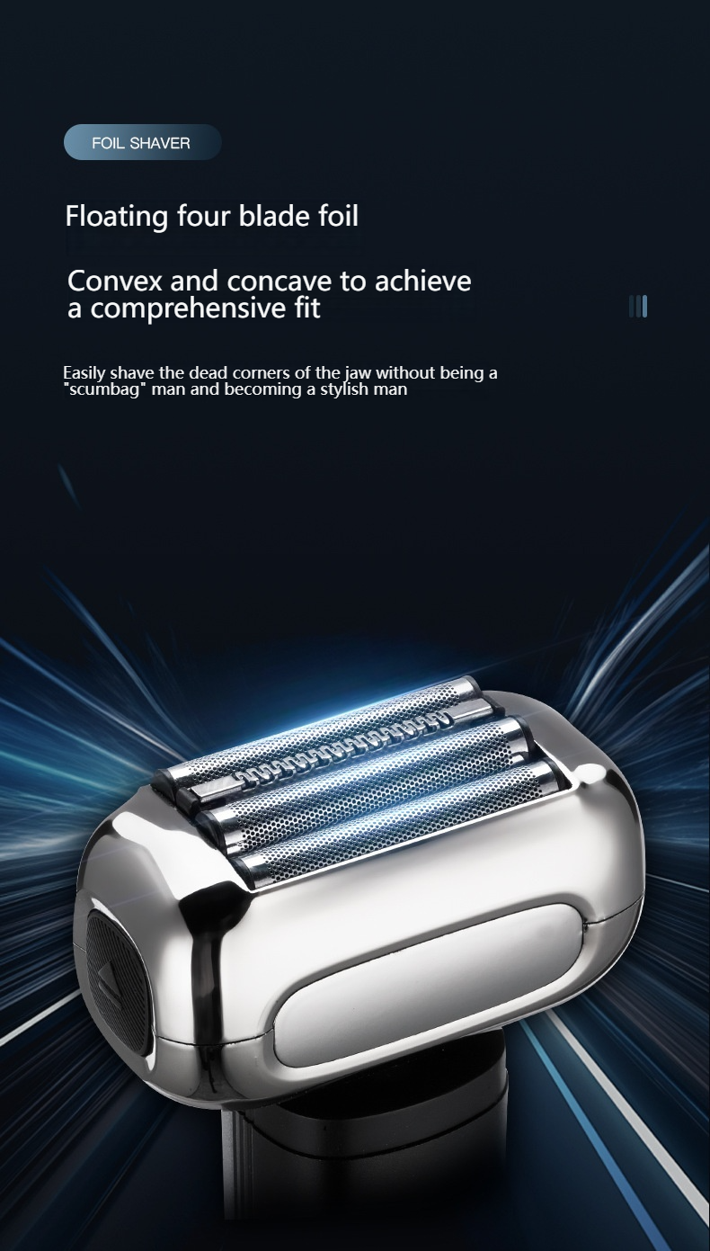Smart Electric Shaver For Men, LED Display, Wet & Dry Use, 2-Blade Rechargeable Shaver, Low Noise (36dB), Portable Travel Shaver With Floating Heads_voghion.com